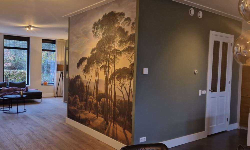 Italiensk landskab med parasol fyrretræer