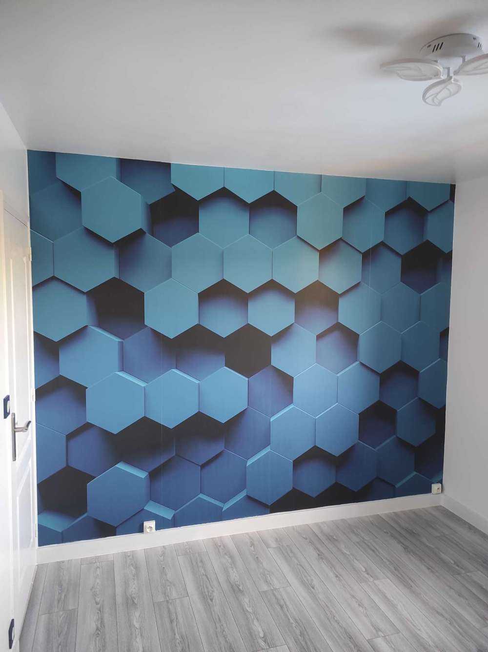 Mørkeblå Hexagons