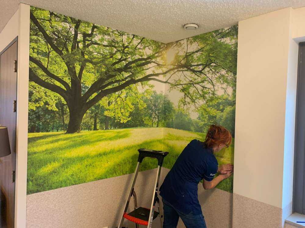 vakret tre med grønt gress