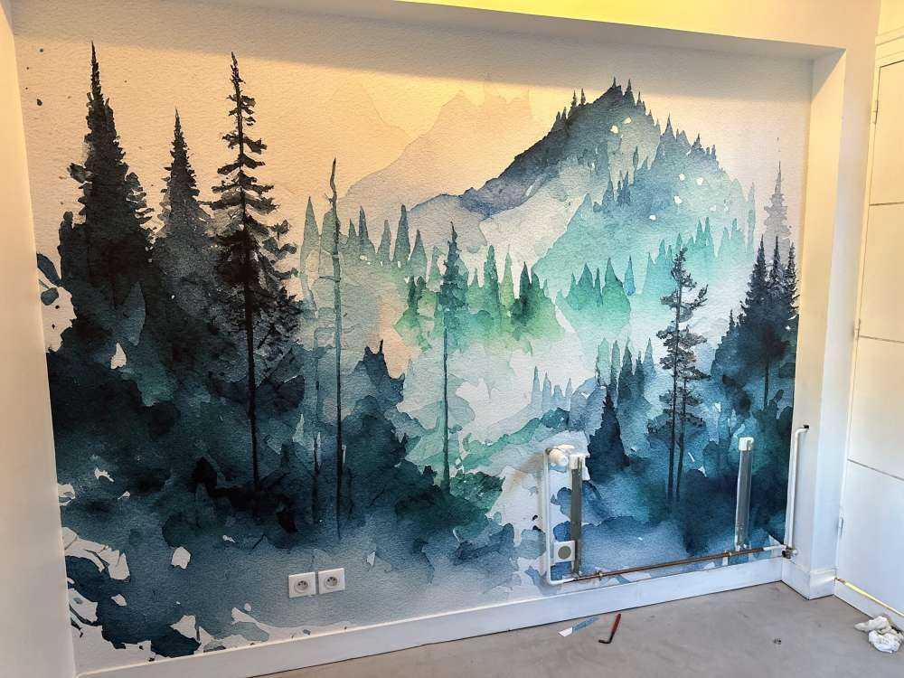 Skog i akvarellfärger