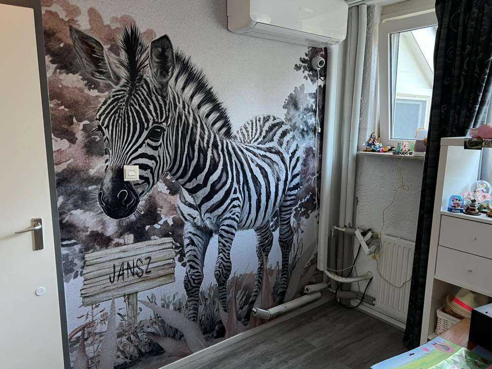 Ung zebra i naturen taupe
