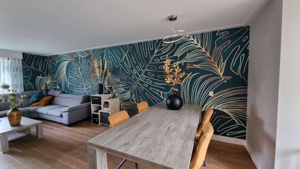 Gröna blad med guld