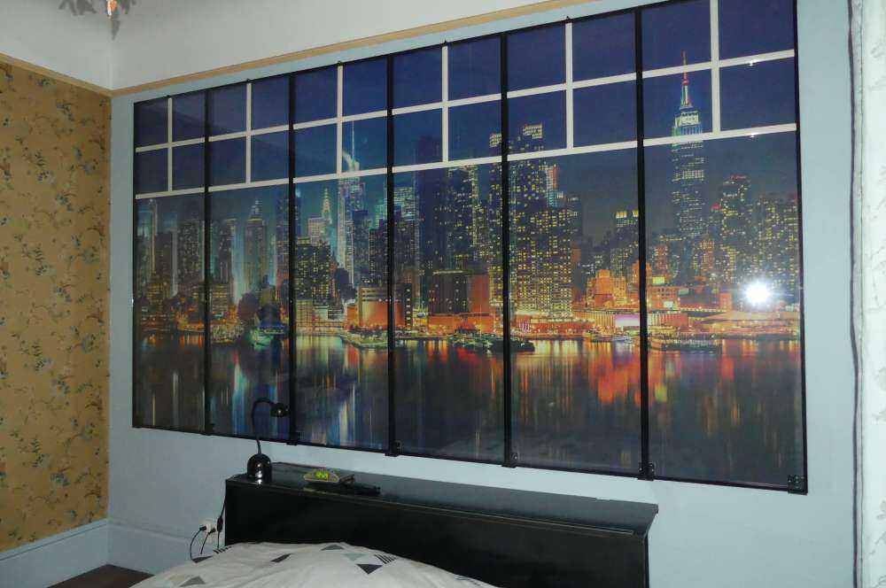 Fototapet New York skyline om natten