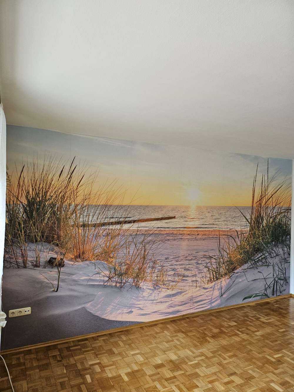 Klitstrand med solnedgang