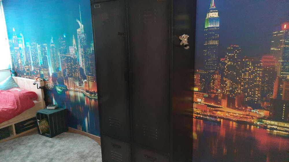 Fototapet New York skyline om natten