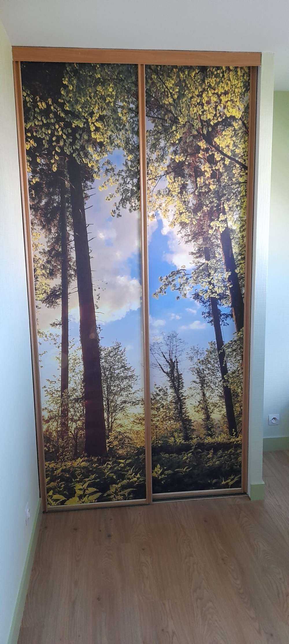 Solnedgång genom träden