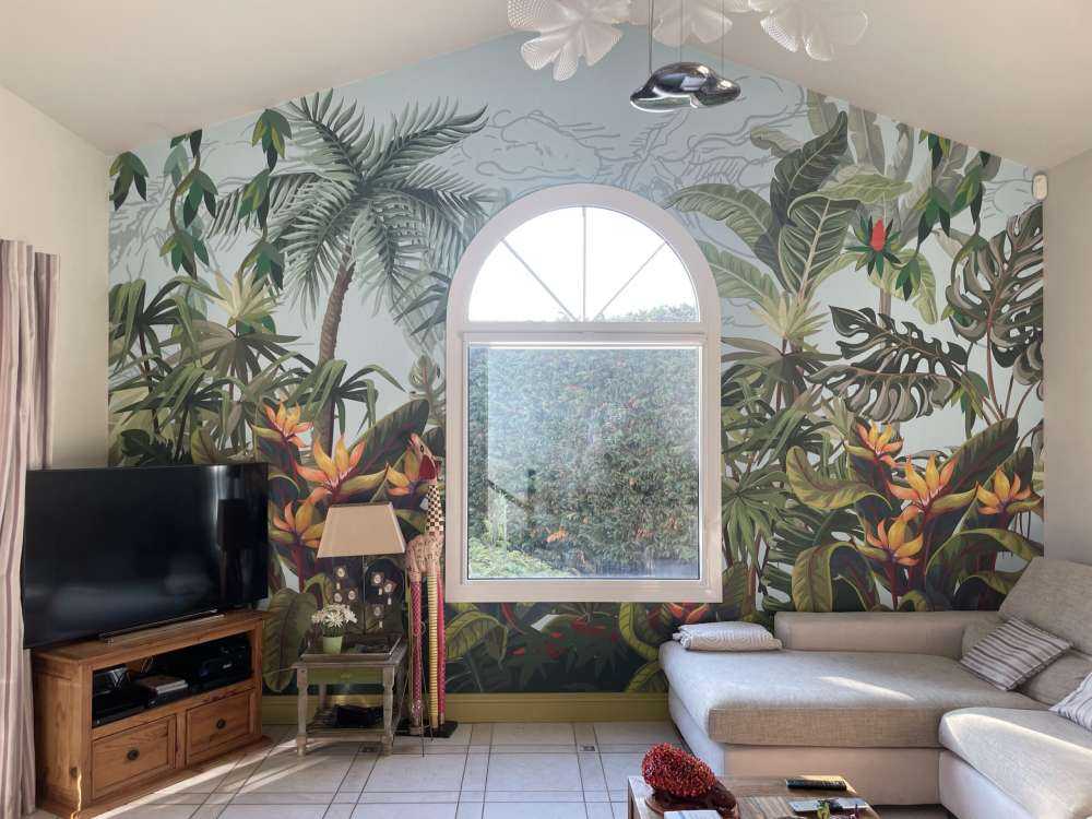 Jungletræer og blomster