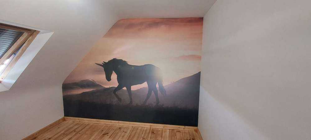 Enhjørning ved solnedgang