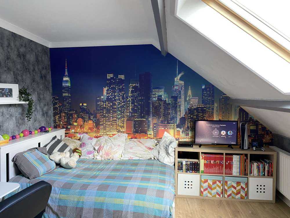 Fototapet New York skyline om natten