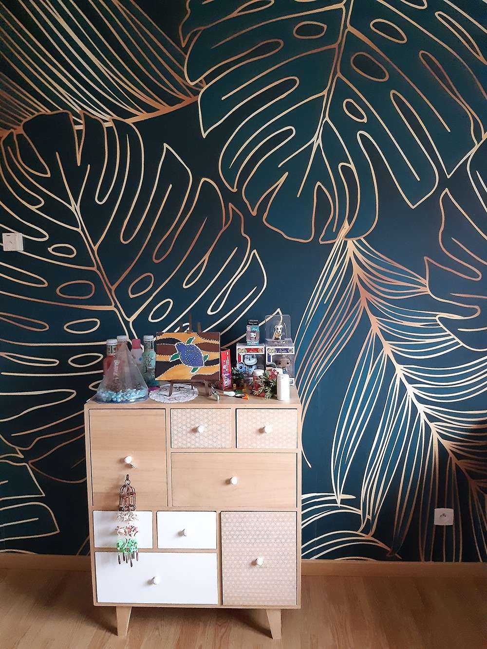 Gröna blad med guld