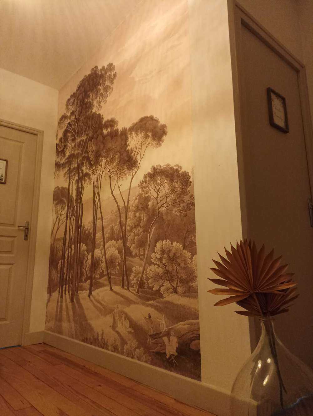 Skoglandskap nær Roma med solnedgang