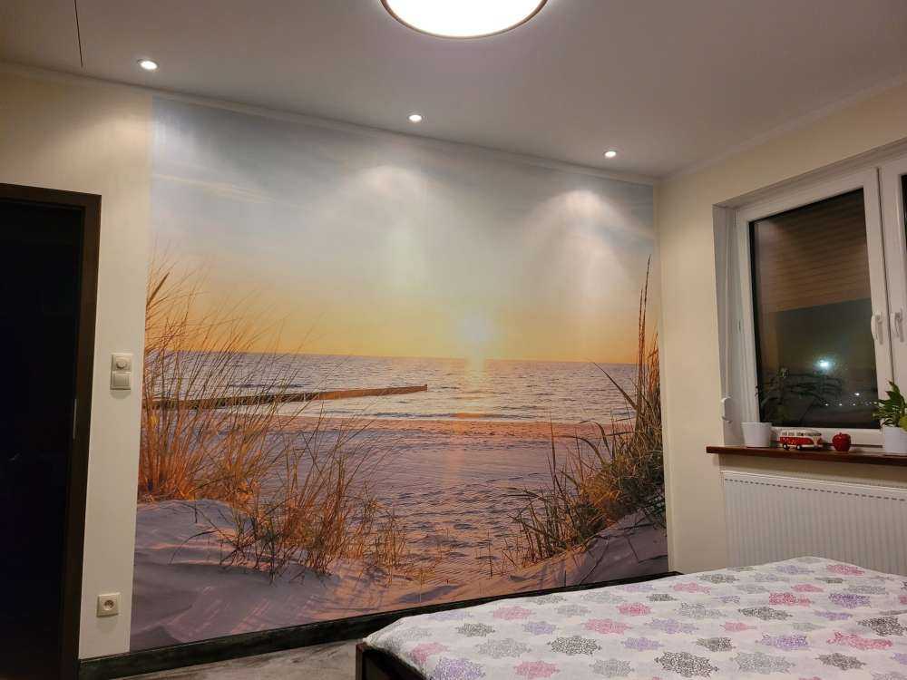 Klitstrand med solnedgang