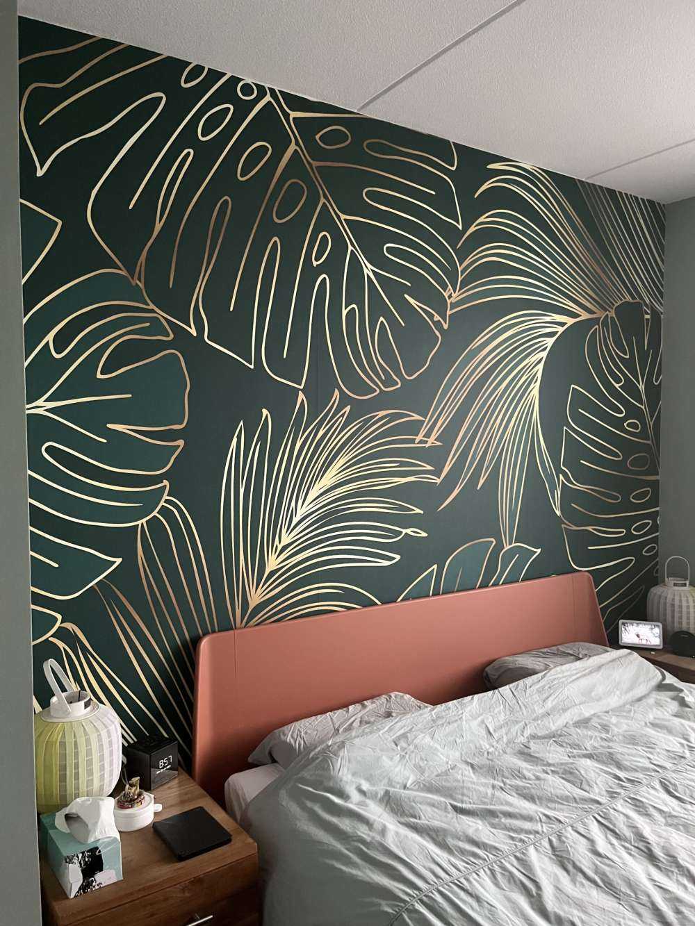 Gröna blad med guld