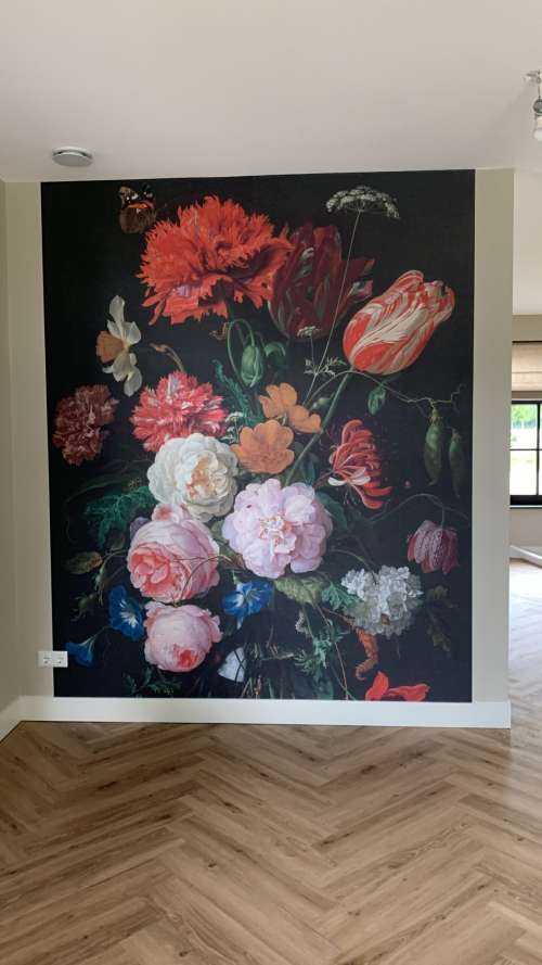 Stadig liv med blomster i en glasvase