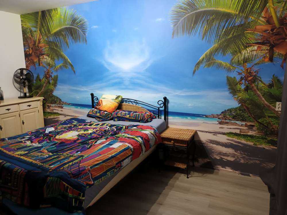 Tropisk strand med palme