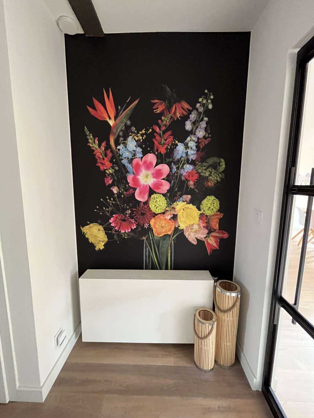 Buket blomster i glasvase