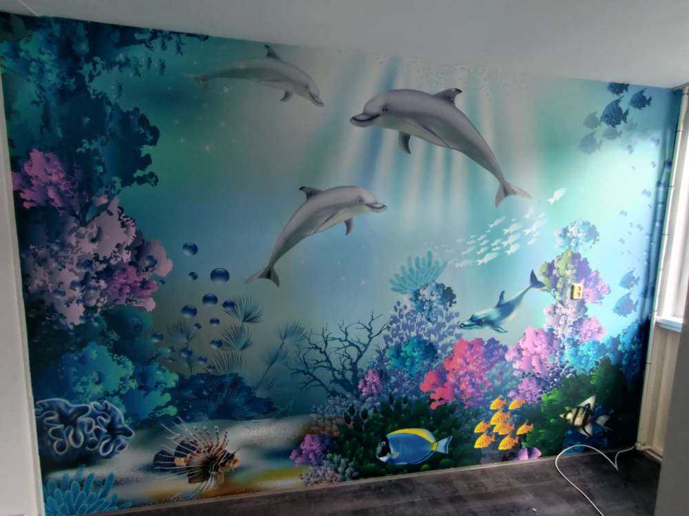 Undervandsverden med delfiner