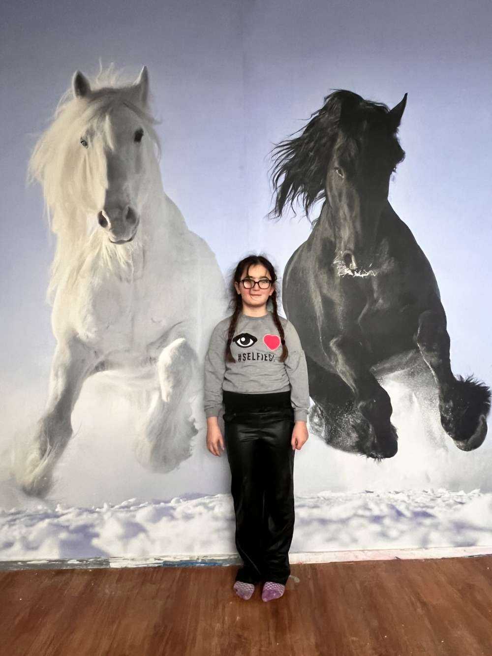 Hvit og en svart hest