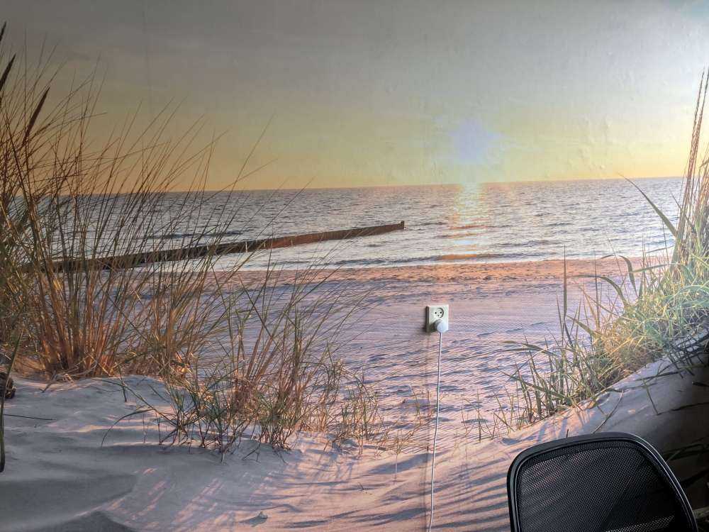 Klitstrand med solnedgang
