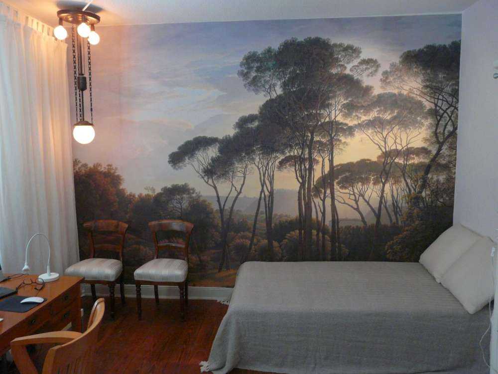 Italiensk landskab med parasol fyrretræer