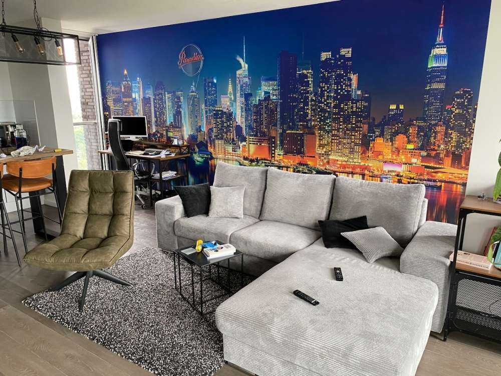 Fototapet New York skyline om natten