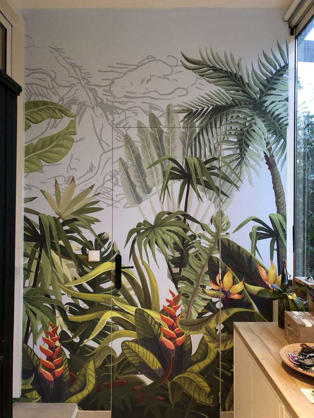 Jungletræer og blomster