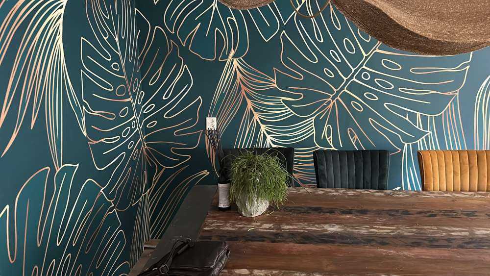 Gröna blad med guld