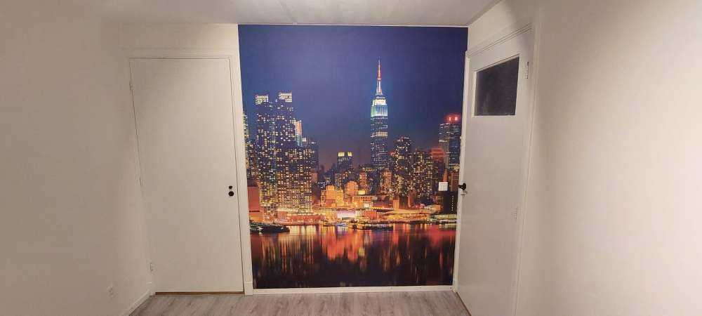 Fototapet New York skyline om natten