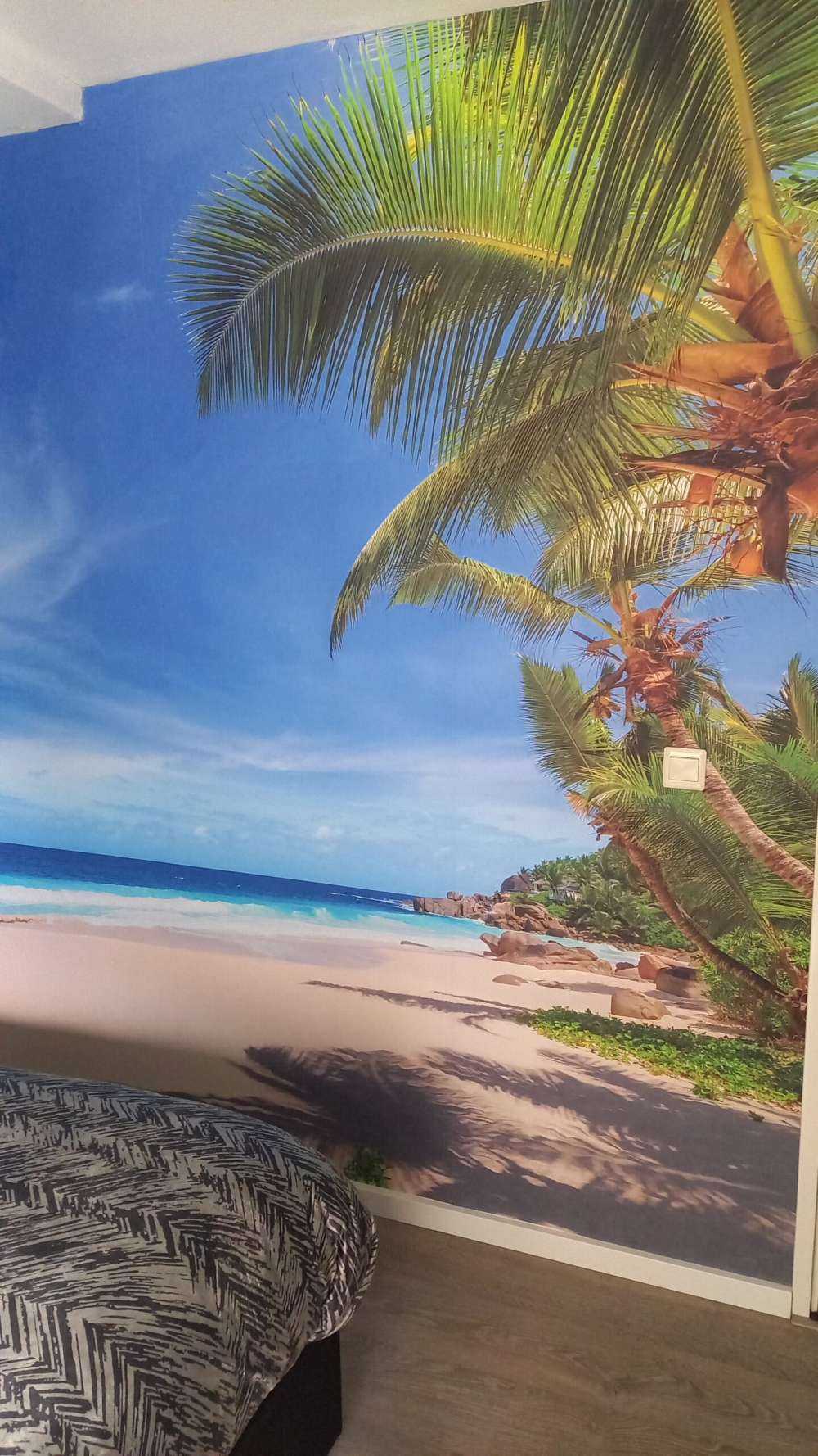 Tropisk strand med palme