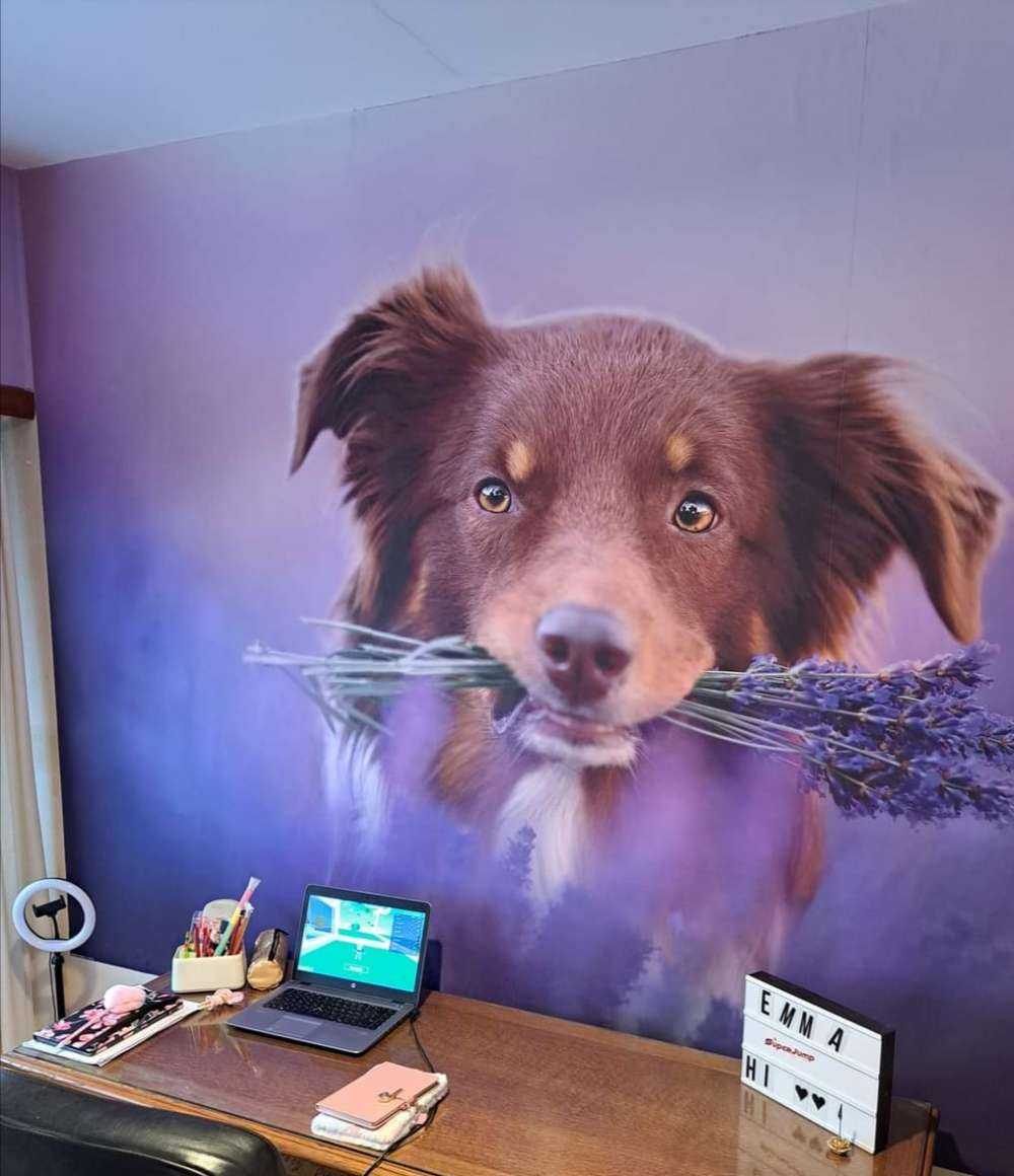 Fototapet - Hund med lavendel - Tapet.com, حجم الصورة 1000x1160