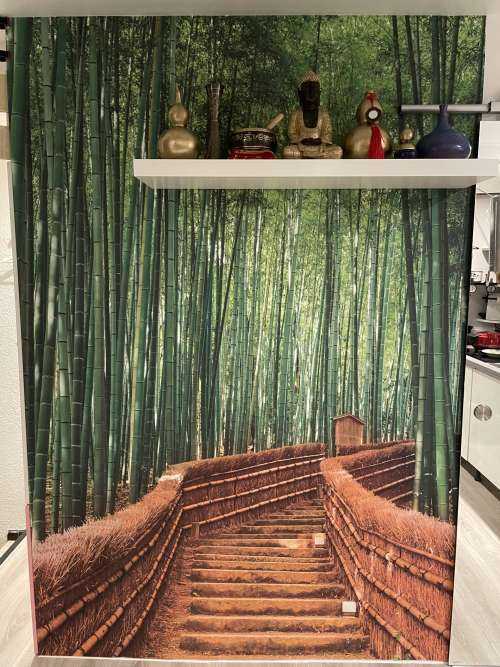 Trappe mellem bambusplanter