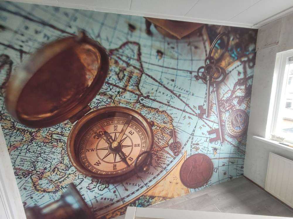 Vintage världskarta med kompass