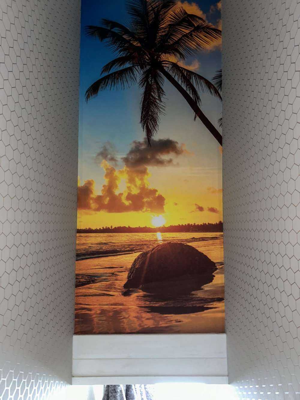 Solnedgång med palmer