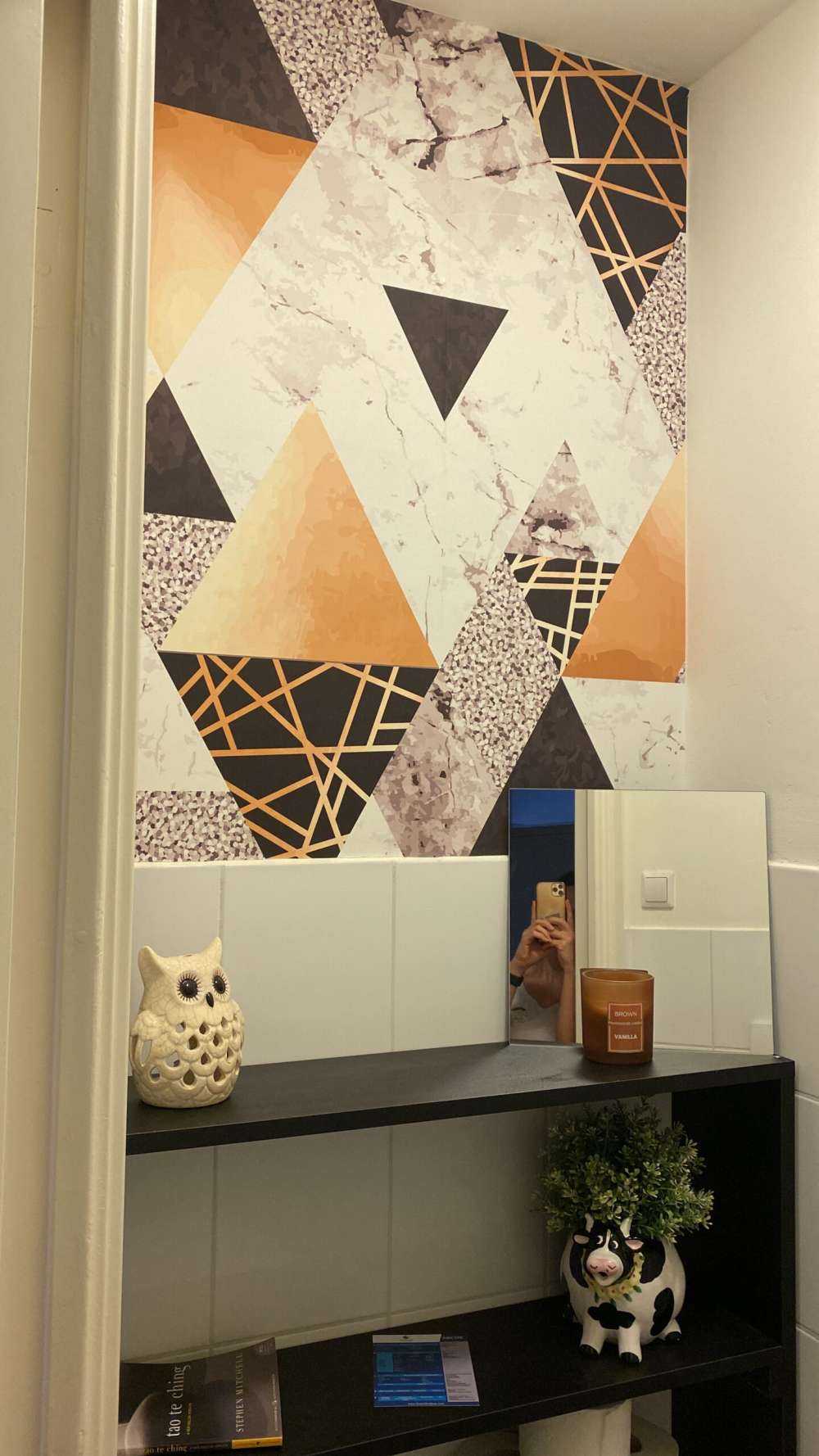 Marmor trianglar med guld