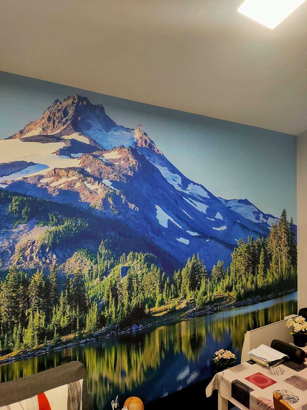 Fototapet bjerge af sne