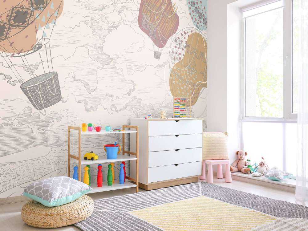 Farvede varmluftballoner