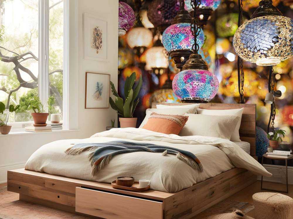 Farverige glaslamper