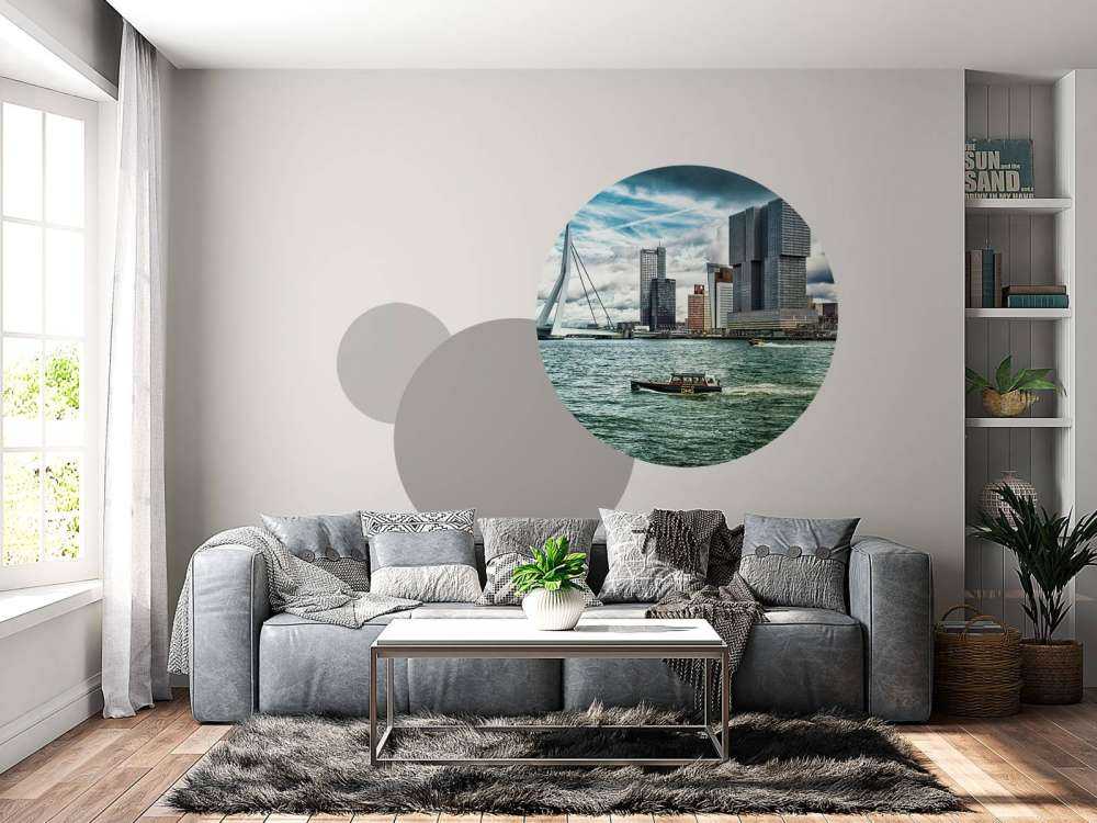 Skyline' Rotterdam med udsigt over Kop van Zuid i farver 