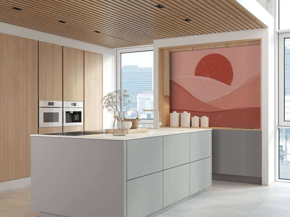 Røde bølger foran solen