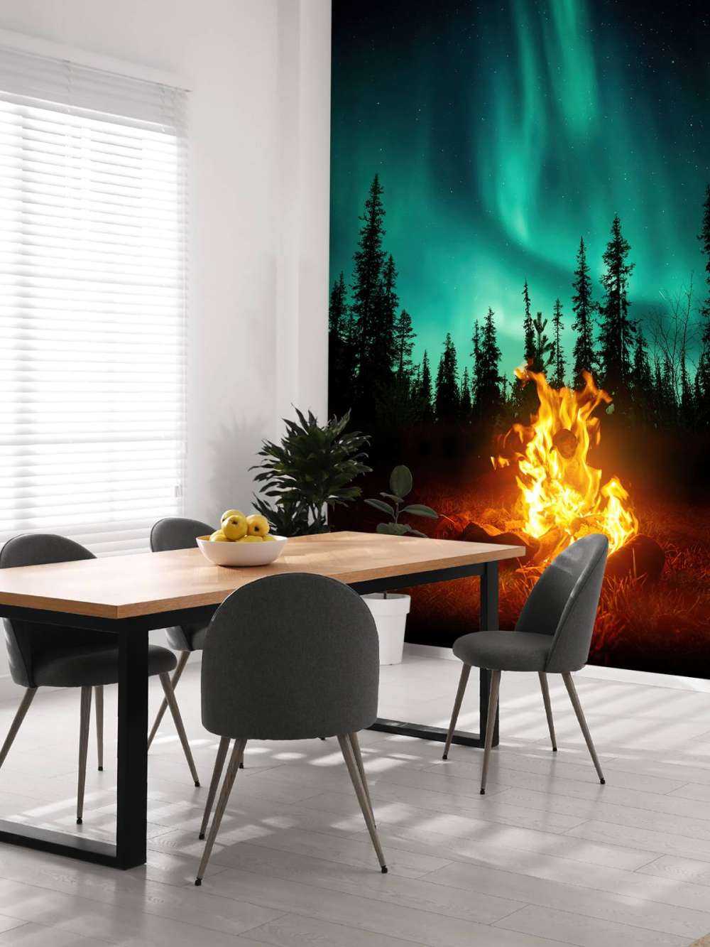 Lejrbål under nordlyset