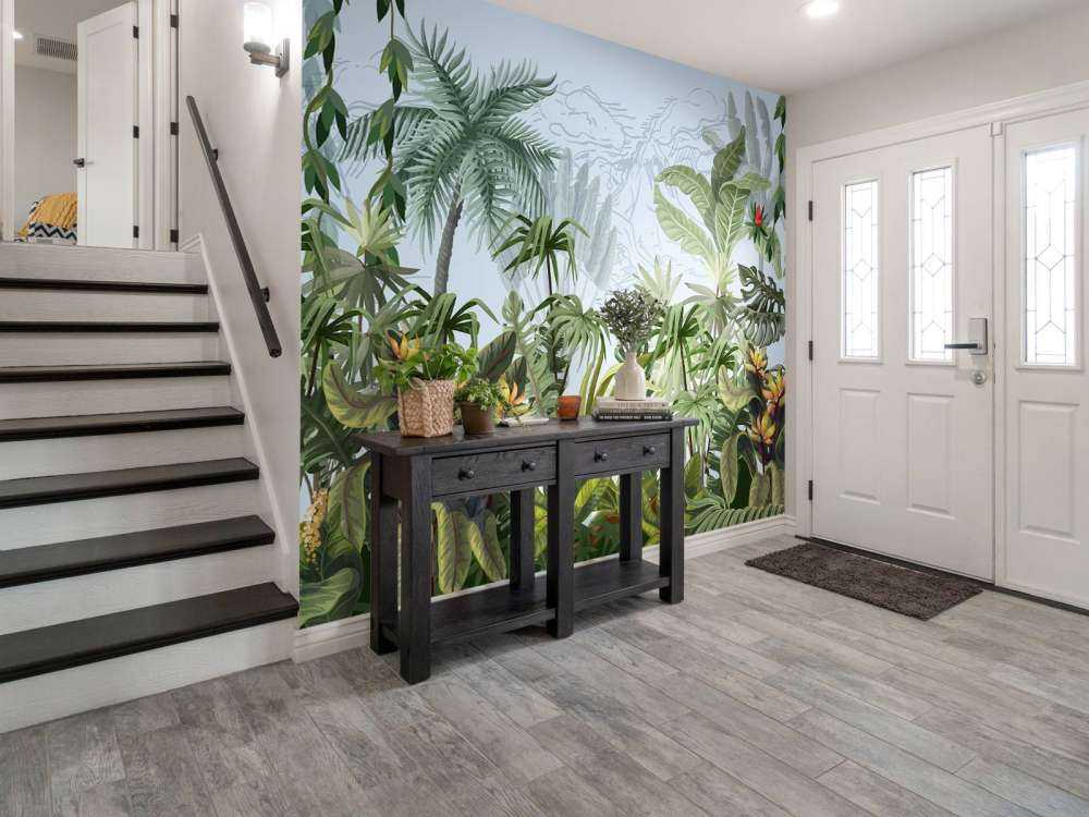 Jungletræer og blomster