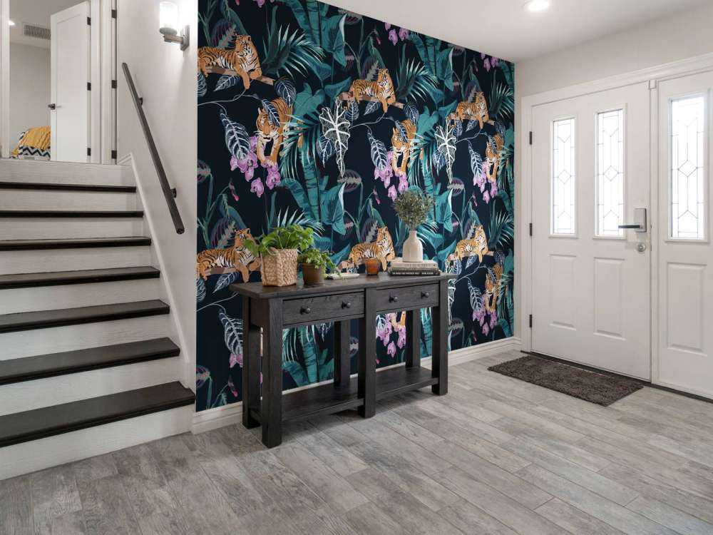 Tigre, blade og blomster