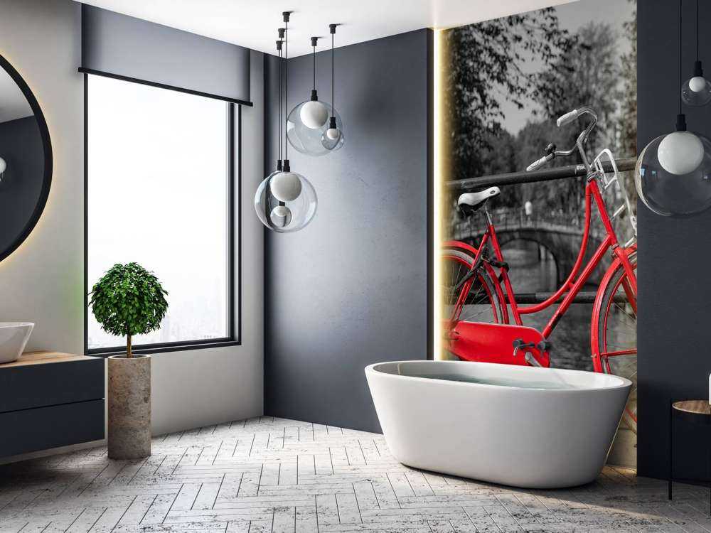 Rød cykel på broen