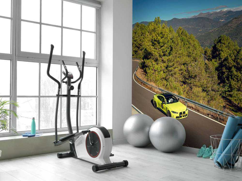 Limegrøn BMW på bjergvej