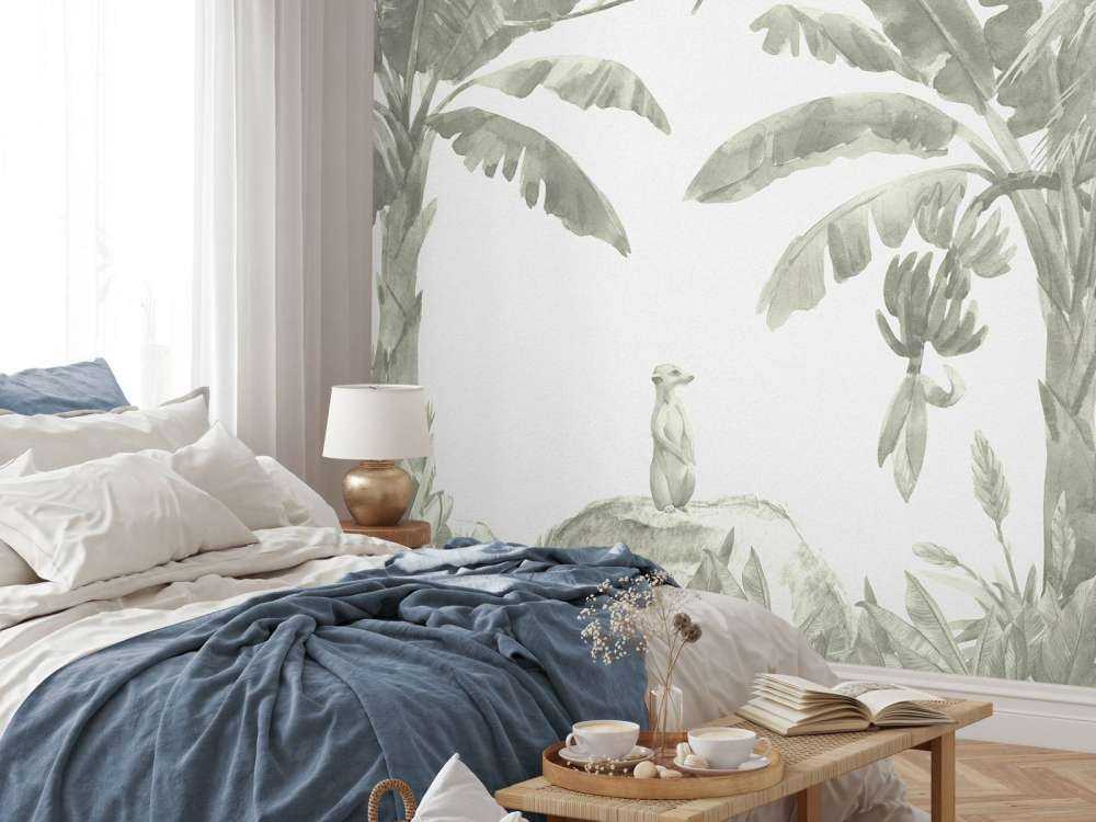 Små jungledyr i grønt