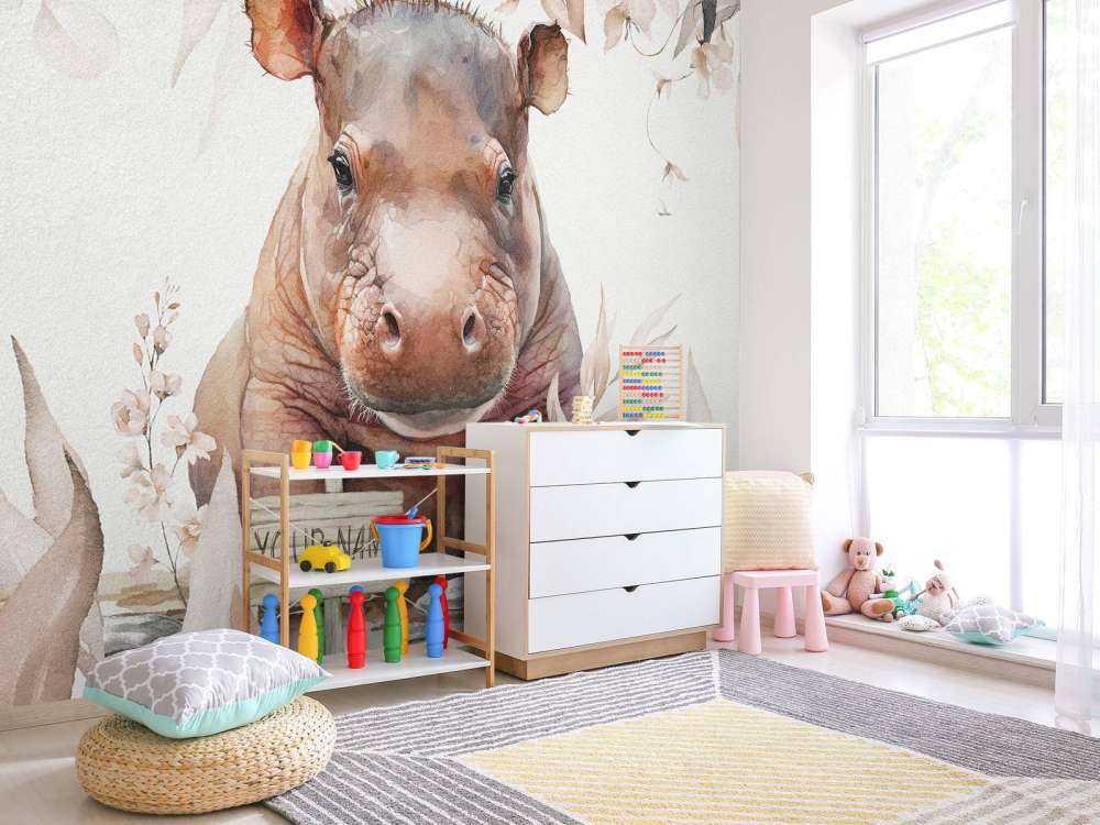 Flodhesteunge i bladene taupe