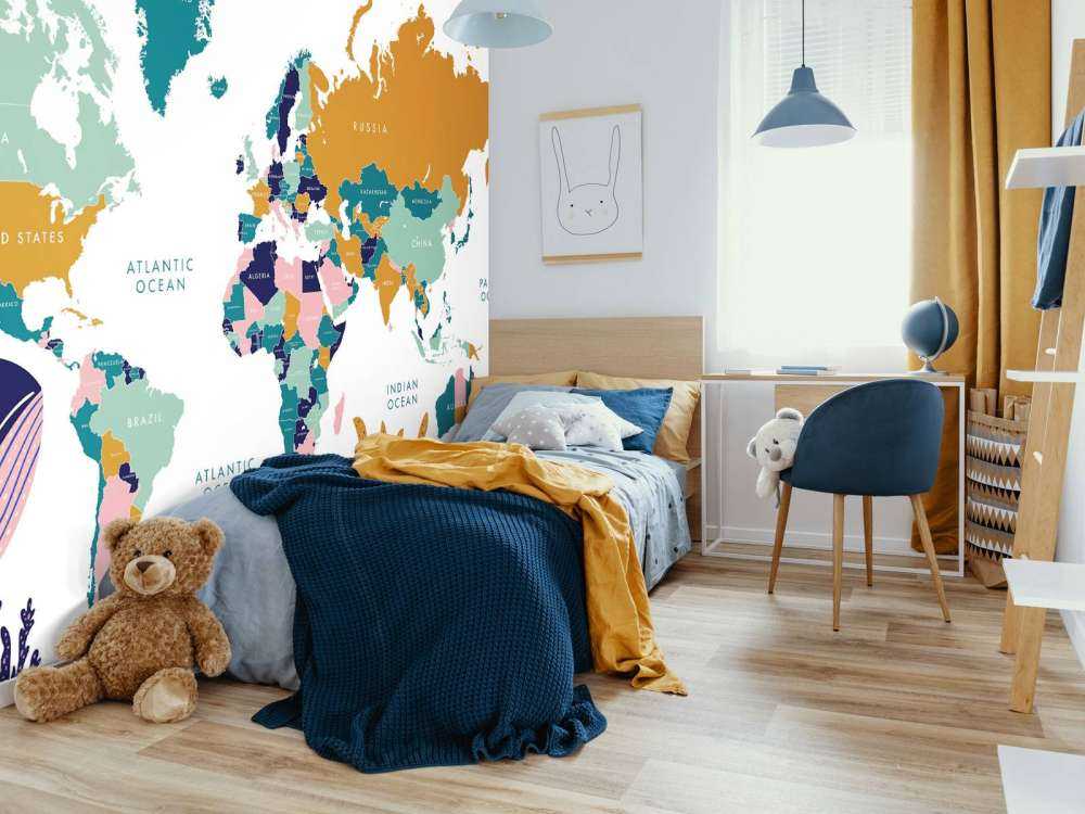 Verdenskort med havdyr