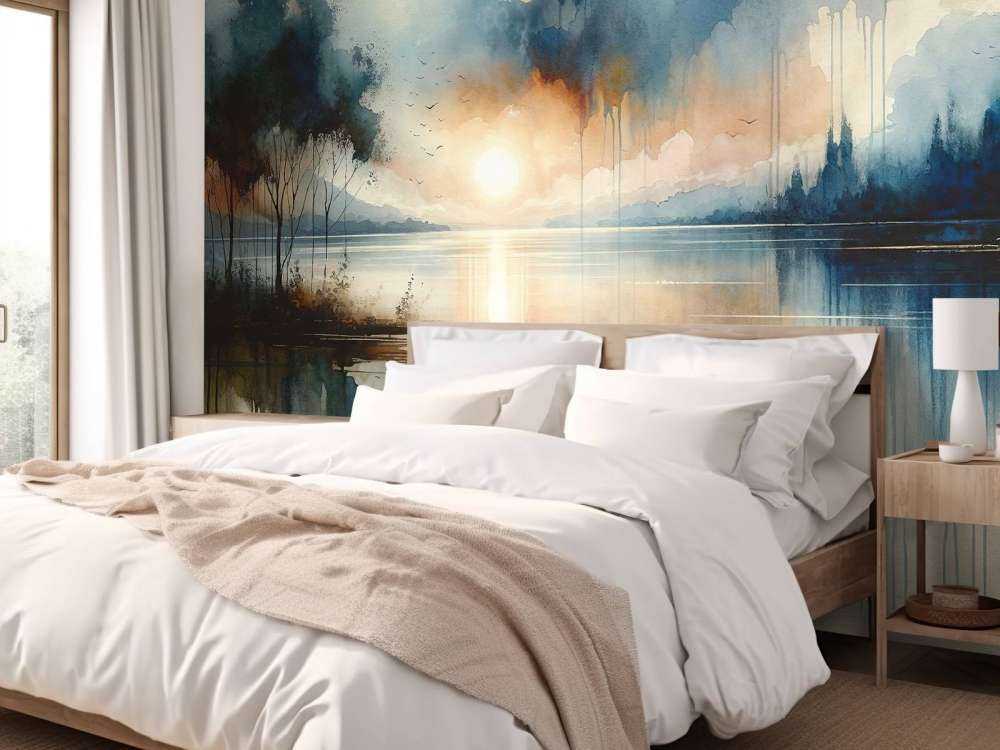 Akvarel Abstrakt Sø