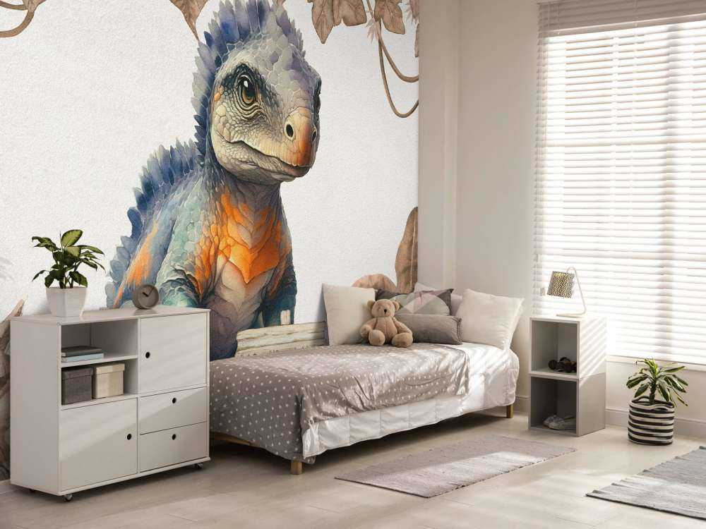 Baby ankylosaurus i den taupefarvede junglen