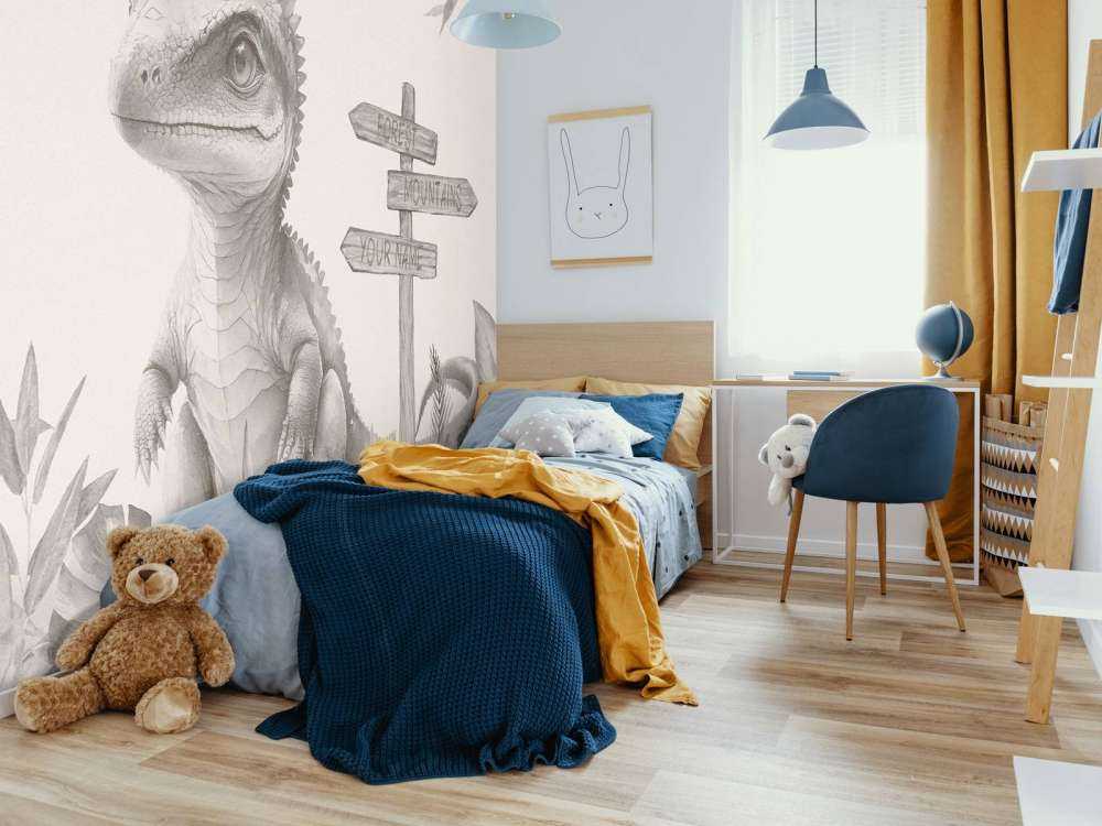 Baby spinosaurus i den beige junglen